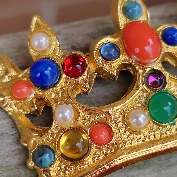 👑 Vintage DMKC Sainte Chappelle Paris Monument Crown Brooch - Picture 2 of 8